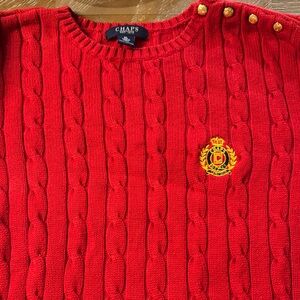 Chaps Red Cable Knit Sweater Sz XL